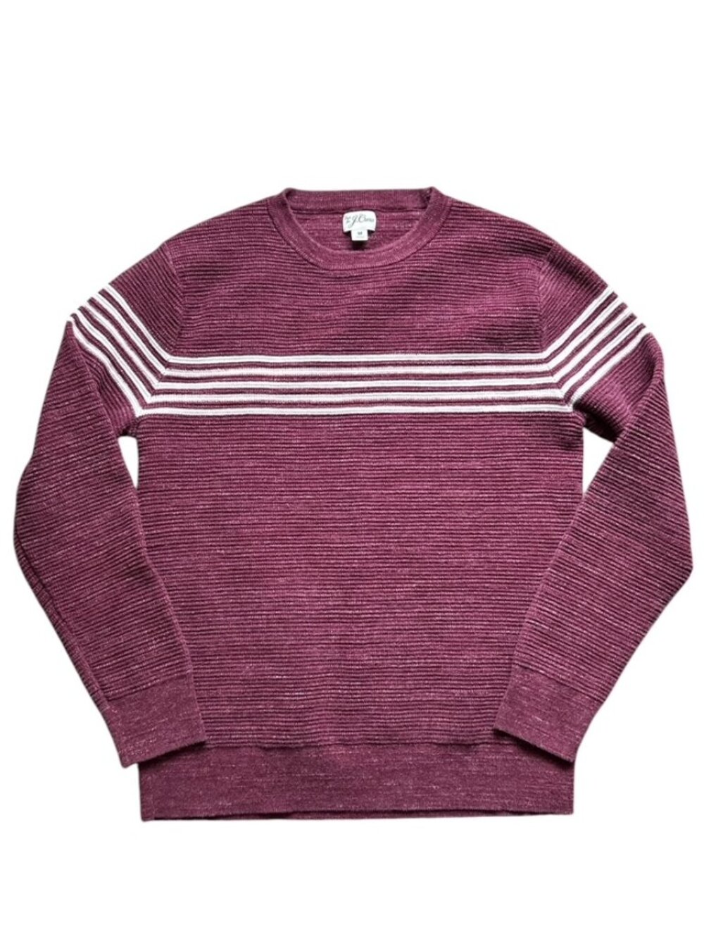 J Crew Sweater Rugged Cotton Burgundy Size M Stripes Preppy Academia Coastal